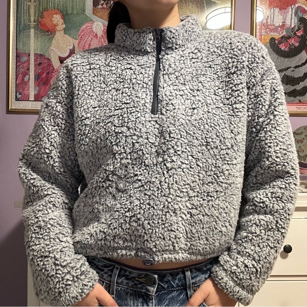 pacsun fluffy quarter zip